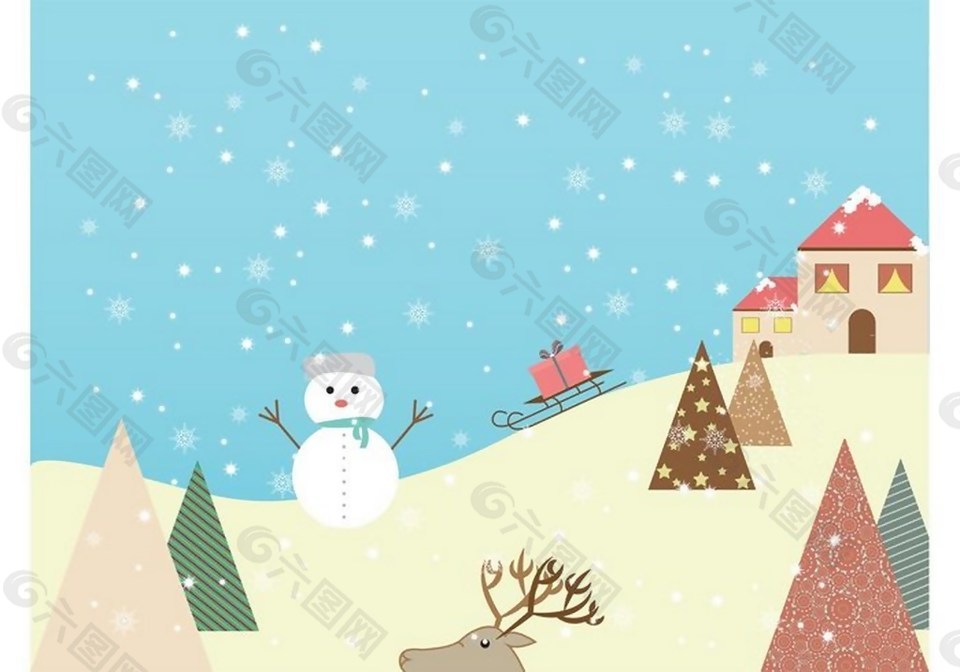 冬天雪景矢量素材