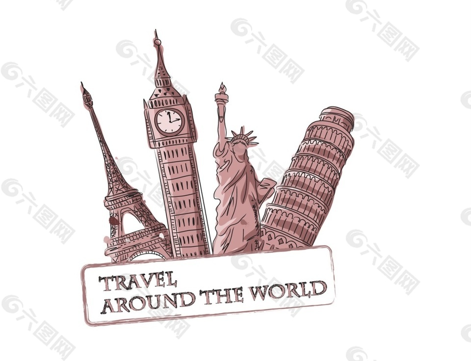 世界旅行各地建筑矢量素材
