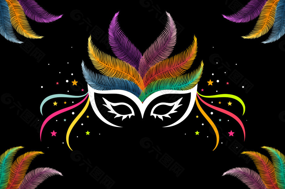 創(chuàng)意激情派對神秘感面具矢量背景