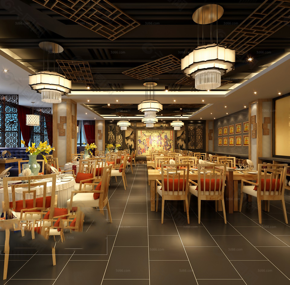 中式風(fēng)格餐廳模型下載