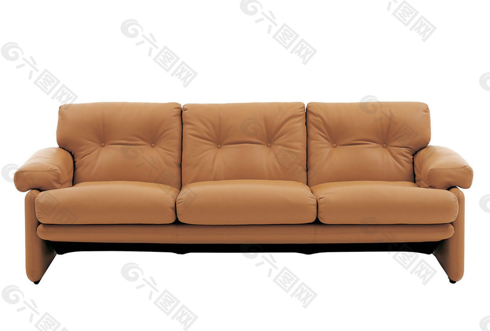 三人暖色系沙發(fā)模型