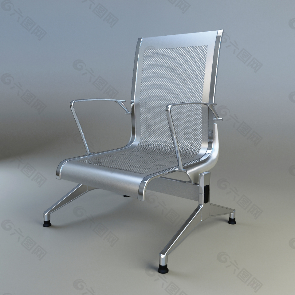 簡(jiǎn)約銀色雙臂座椅3D模型
