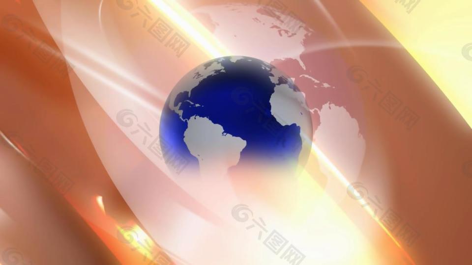 被橙色柔光包圍的地球視頻特效