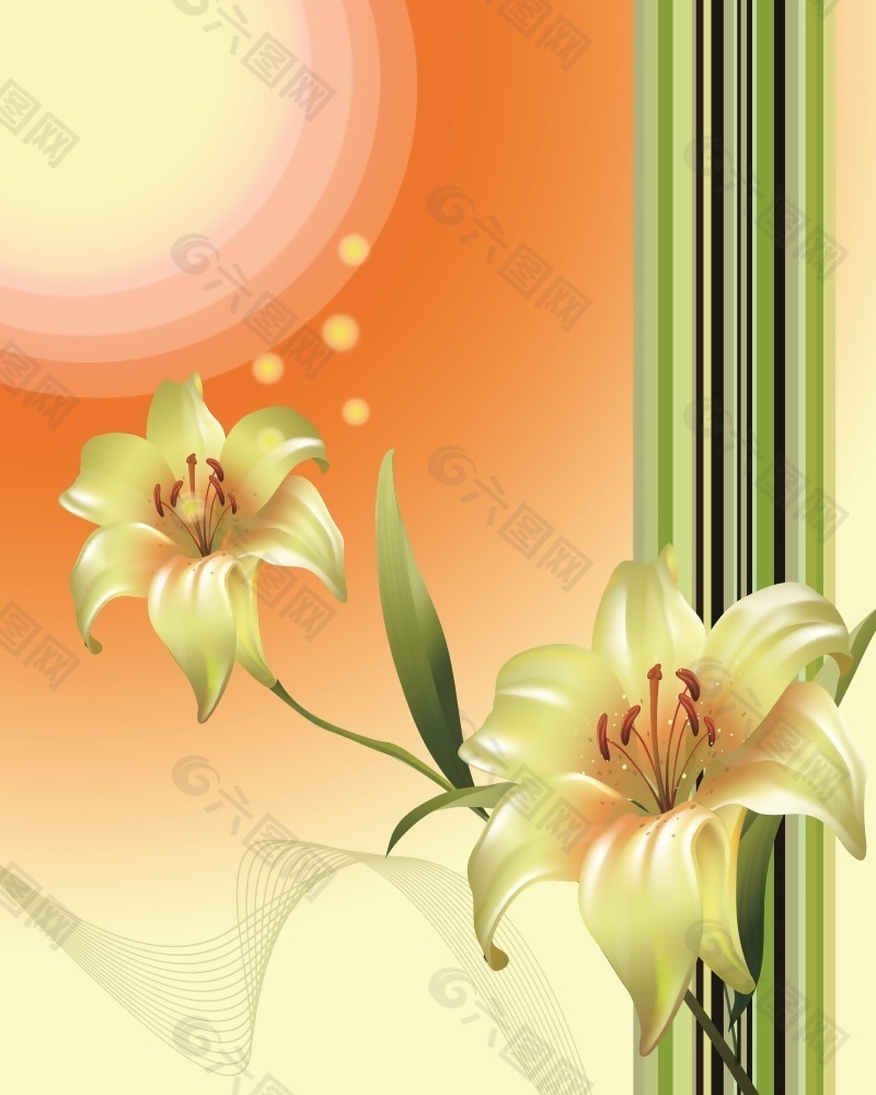 高清创意花朵日光移门画