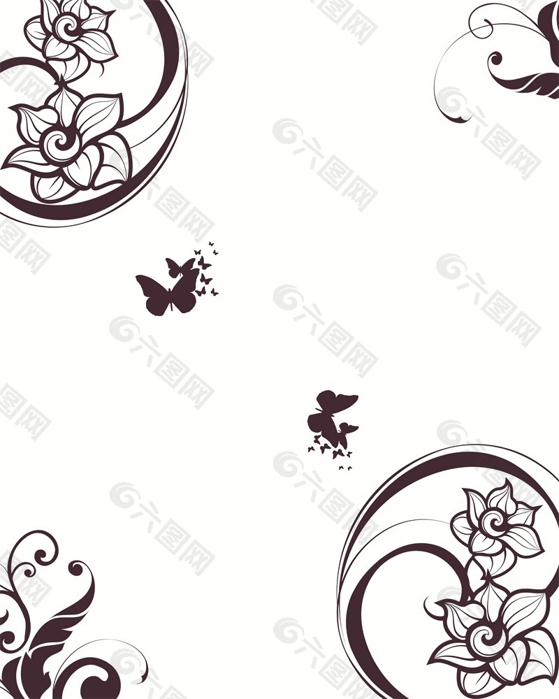 素色蝶戀花室內(nèi)移門(mén)創(chuàng)意畫(huà)