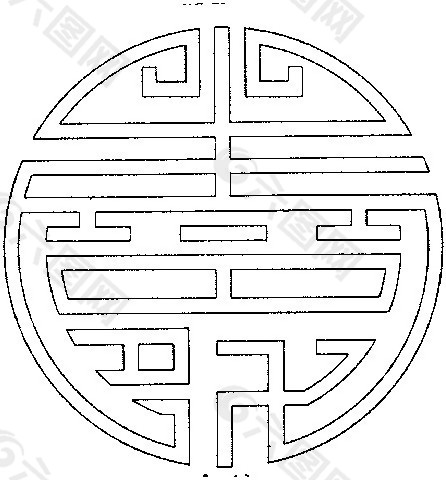 中式花紋鏤空黑白圖案