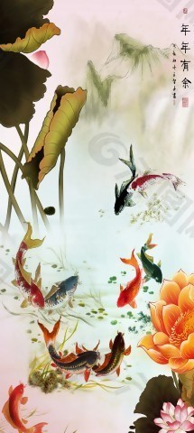 瓷磚高清背景墻年年有余