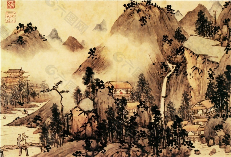 山水名畫背景墻