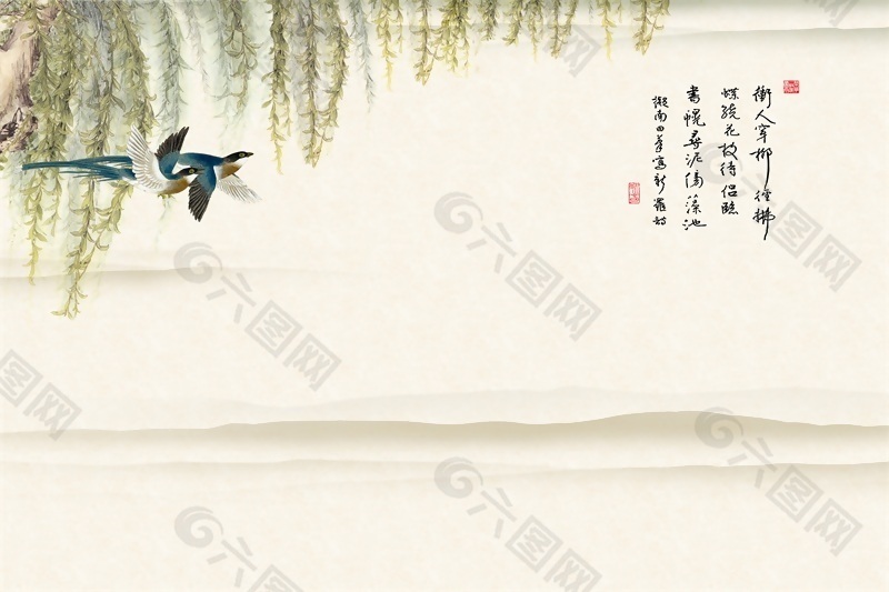 笔花春雨背景墙