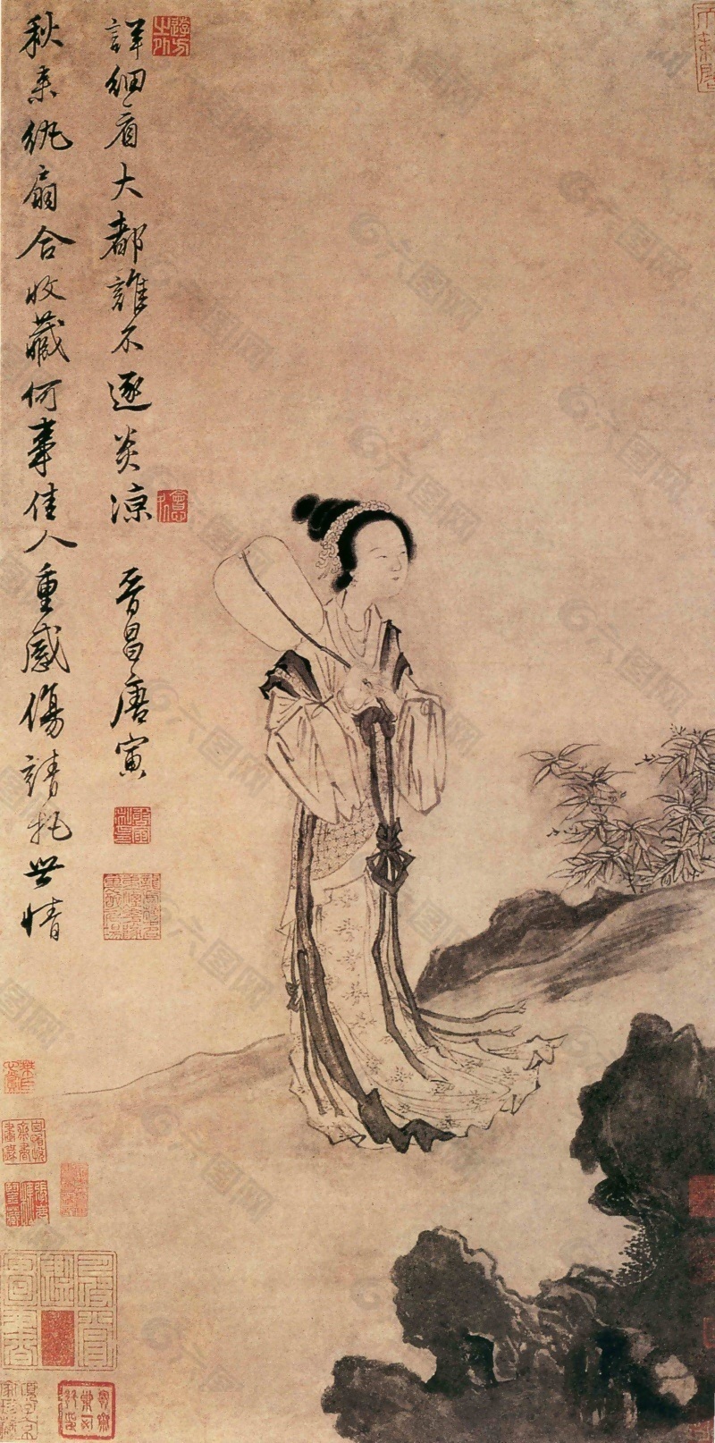 古典美女山水畫
