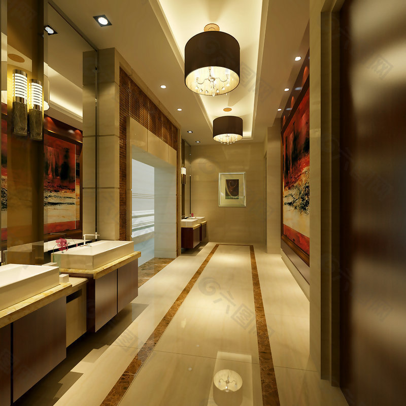 大氣豪華酒店一角3D模型