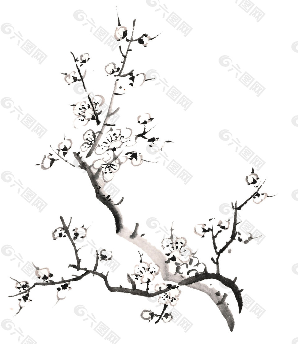手繪水墨樹枝元素