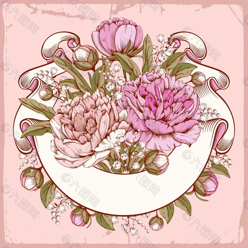粉色玫瑰花設計矢量