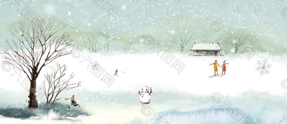 冬天夢幻節(jié)日淘寶全屏banner背景