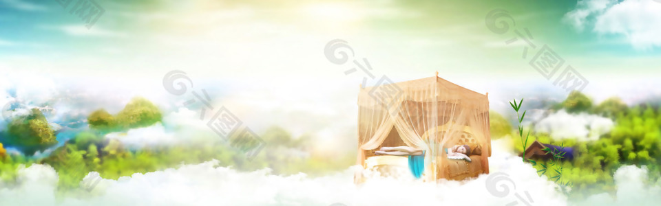 夏季綠色夢(mèng)幻淘寶全屏banner背景
