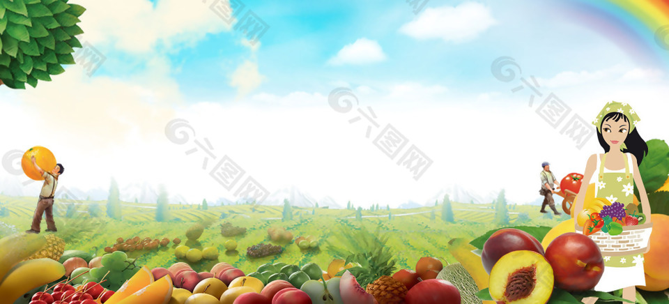 創(chuàng)意水果風(fēng)景banner背景