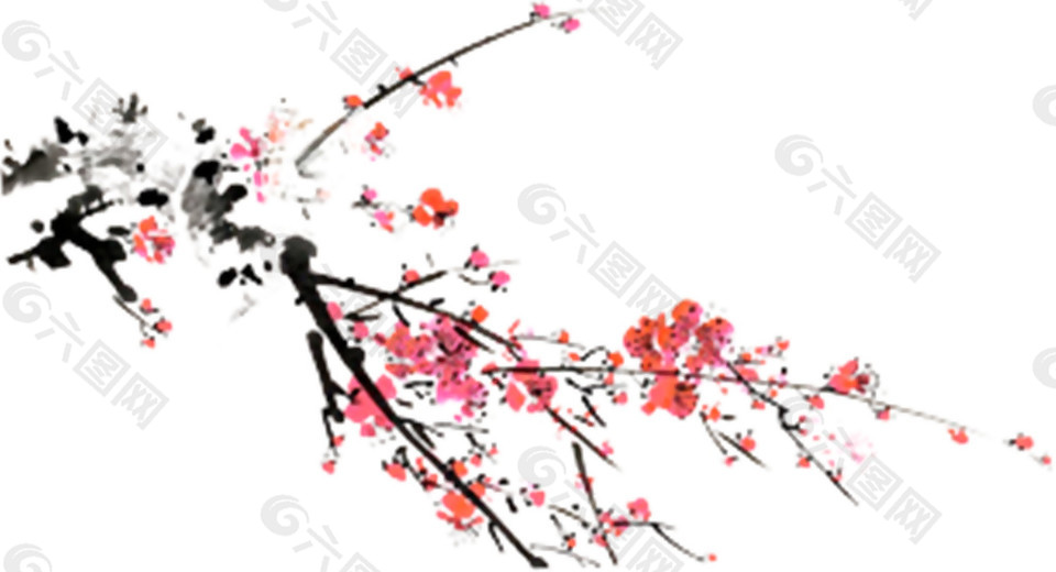 古風(fēng)梅花枝圖案元素
