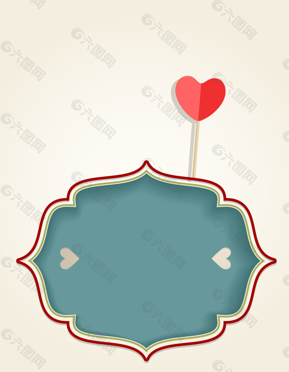 矢量復(fù)古歐式邊框心形折紙背景素材