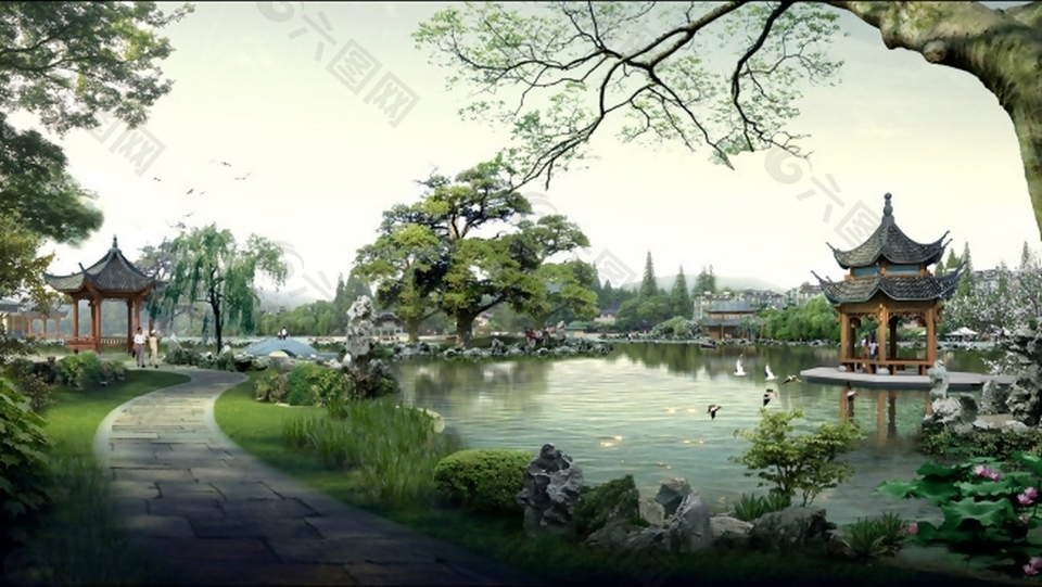 中國園林效果圖素材