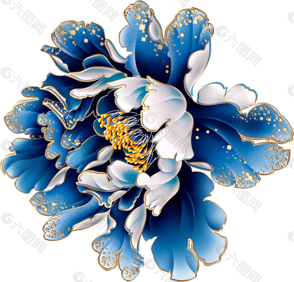 金边蓝色花朵素材图片