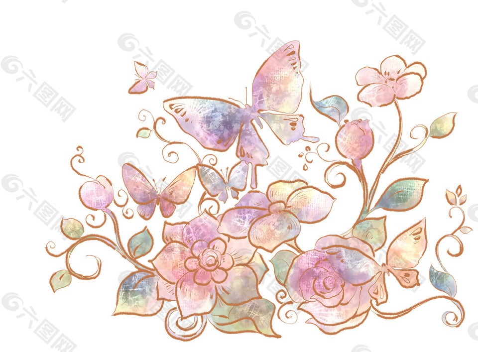 手绘水彩花朵素材图片