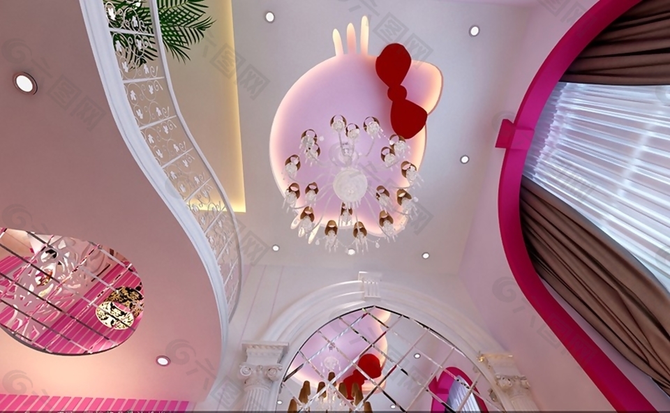 hellokitty臥室吊頂效果圖