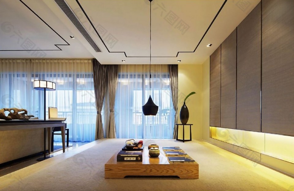 現(xiàn)代極簡(jiǎn)客廳木制背景墻室內(nèi)設(shè)計(jì)裝修效果圖