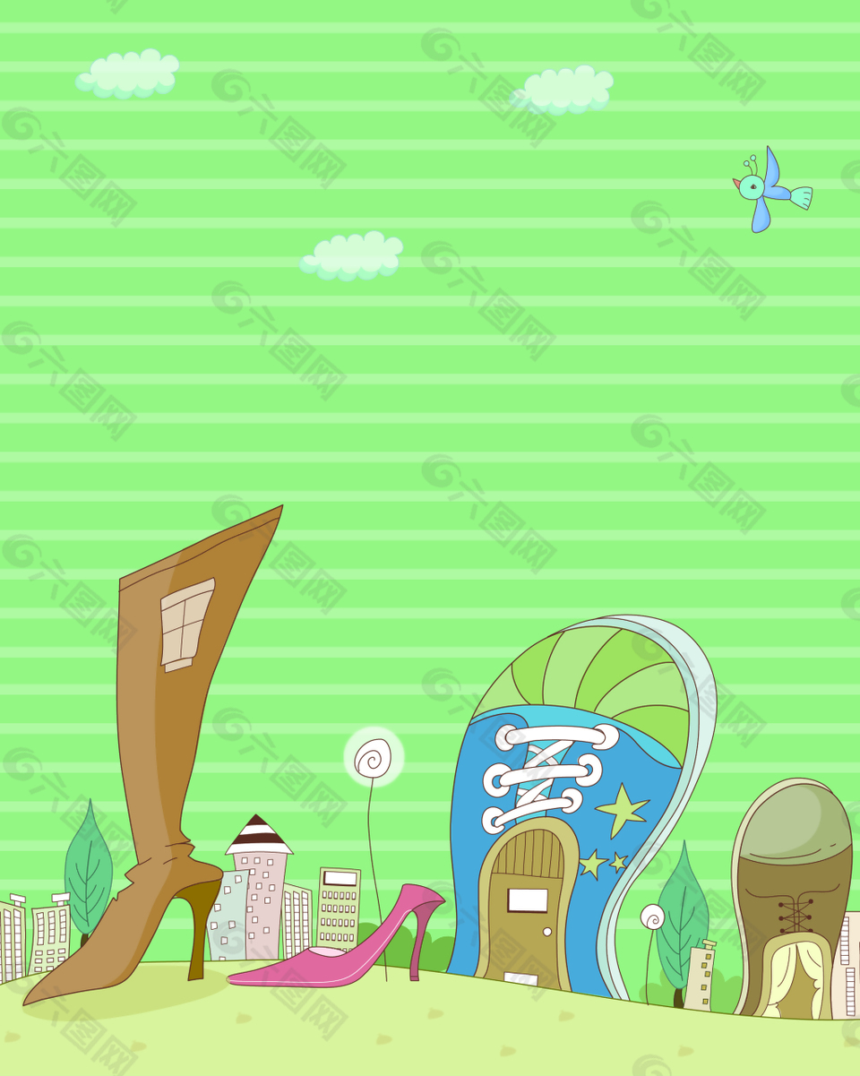 矢量卡通童趣鞋子促銷背景素材