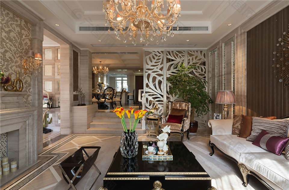 簡約客廳奢華大氣效果圖