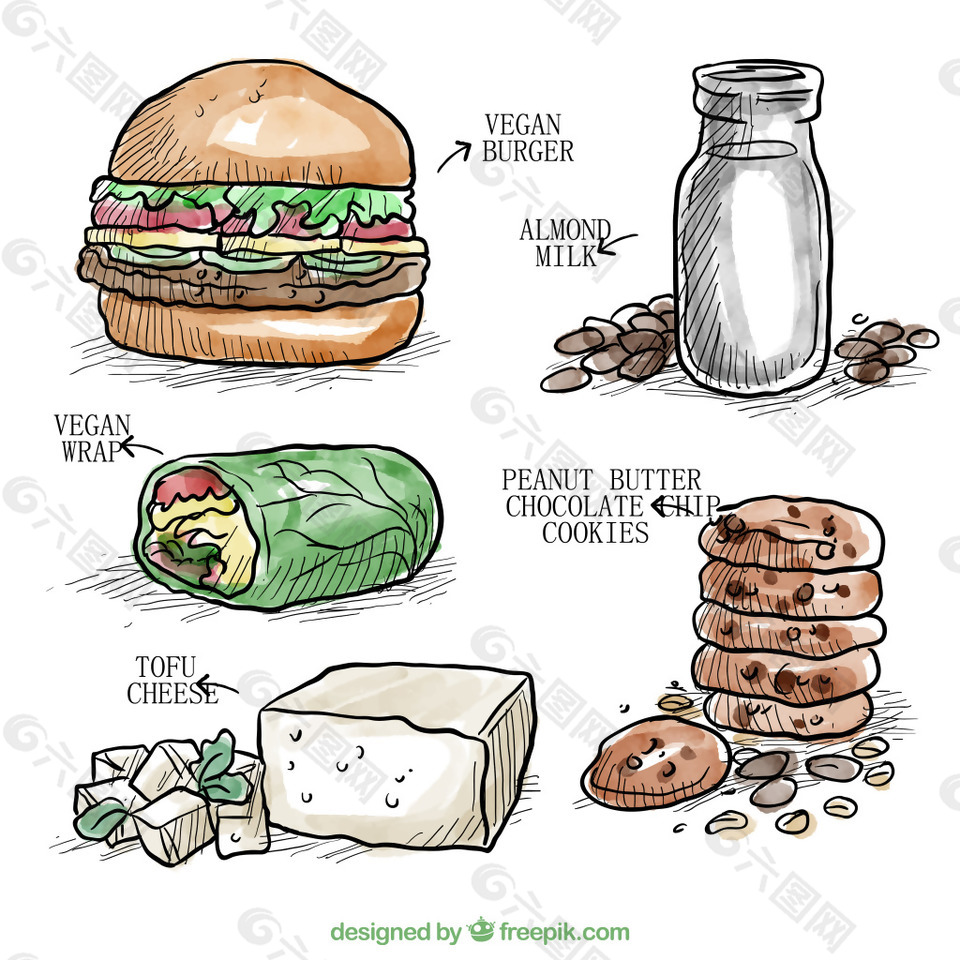 手繪美味的食品插畫