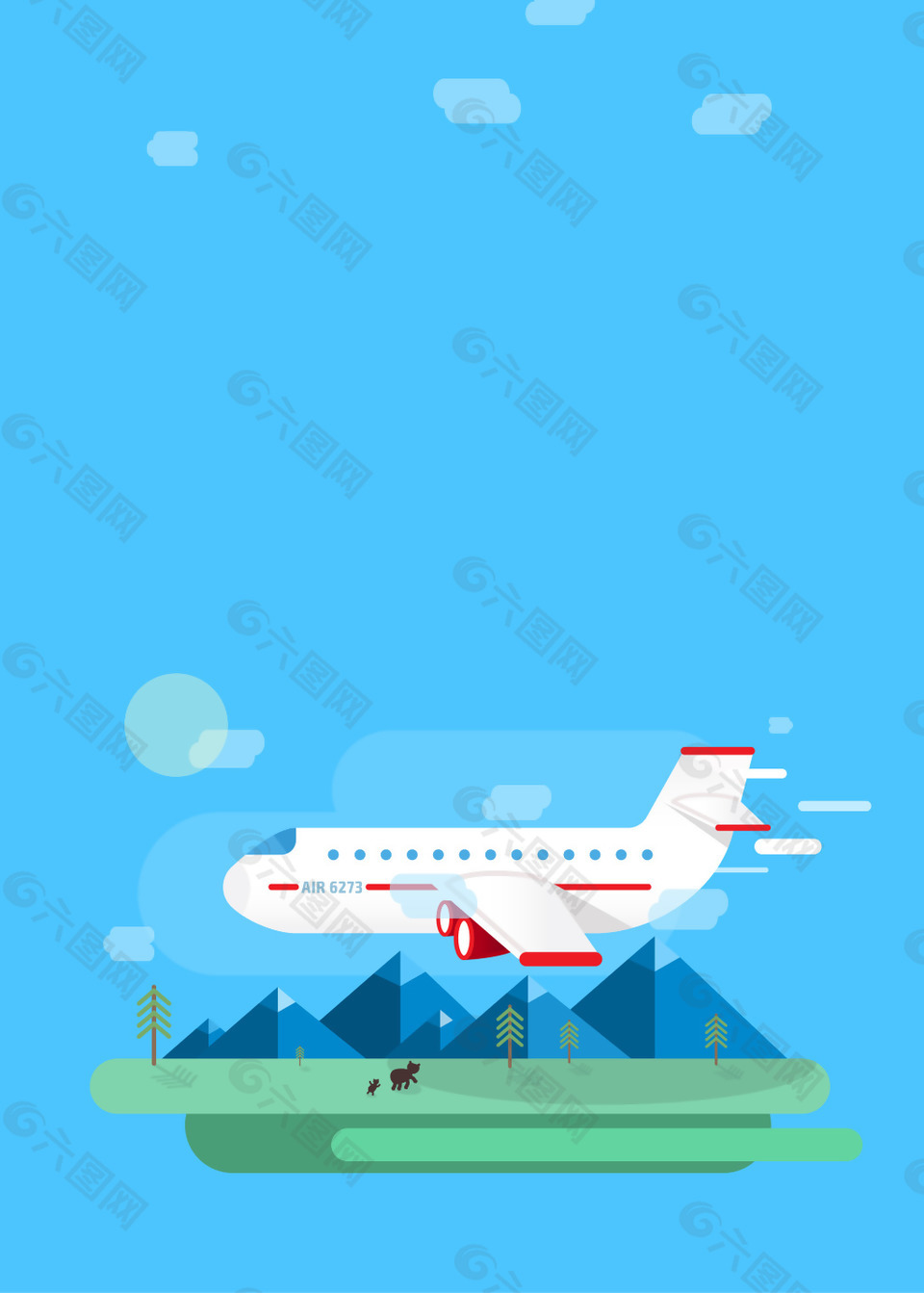 矢量扁平化飛機(jī)航空旅行旅游背景