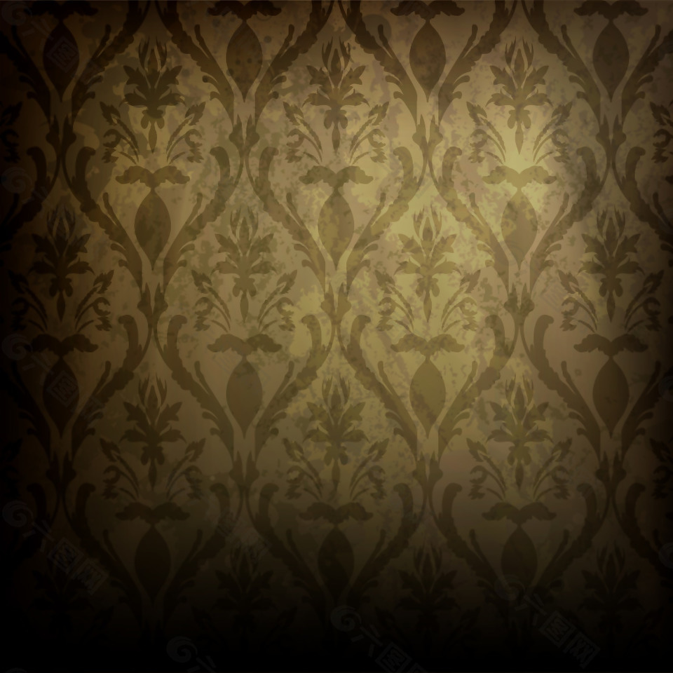 暗色系大花紋墻紙背景矢量素材