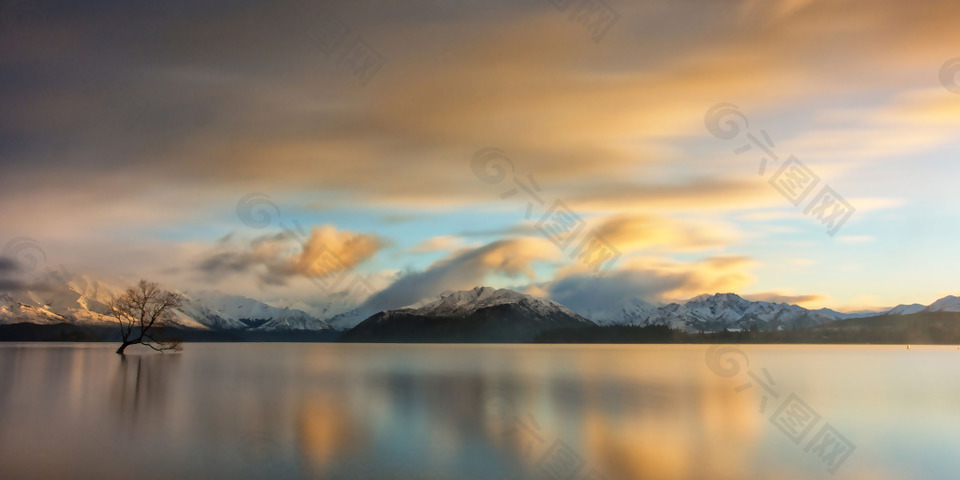 夕陽(yáng)大海淘寶全屏banner背景