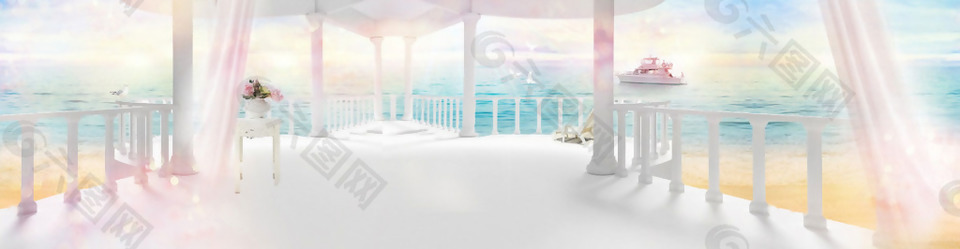 白色圍欄淘寶全屏banner背景