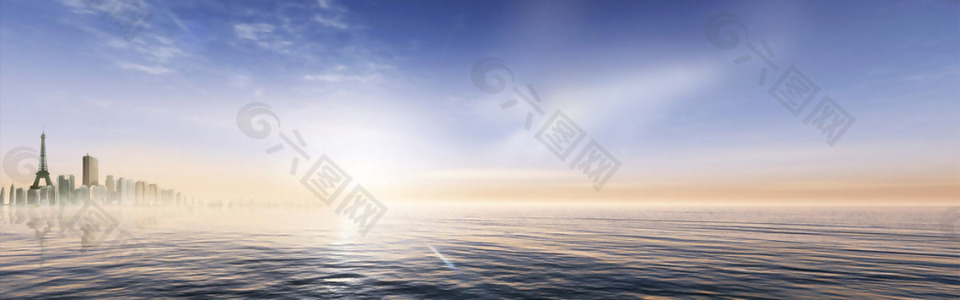 藍(lán)天大海淘寶全屏banner背景