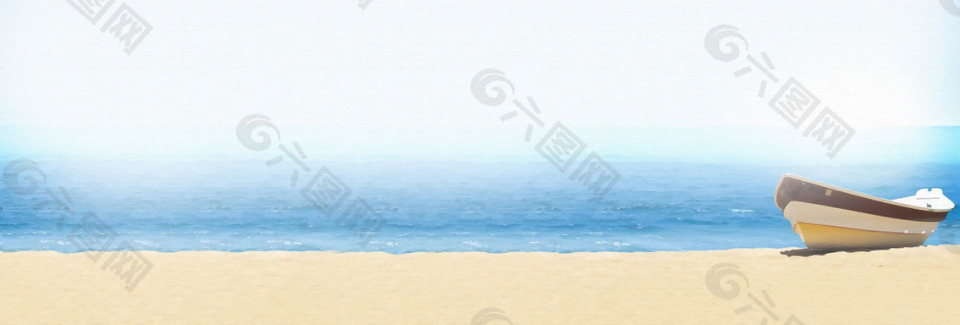 藍色大海帆船淘寶全屏banner背景