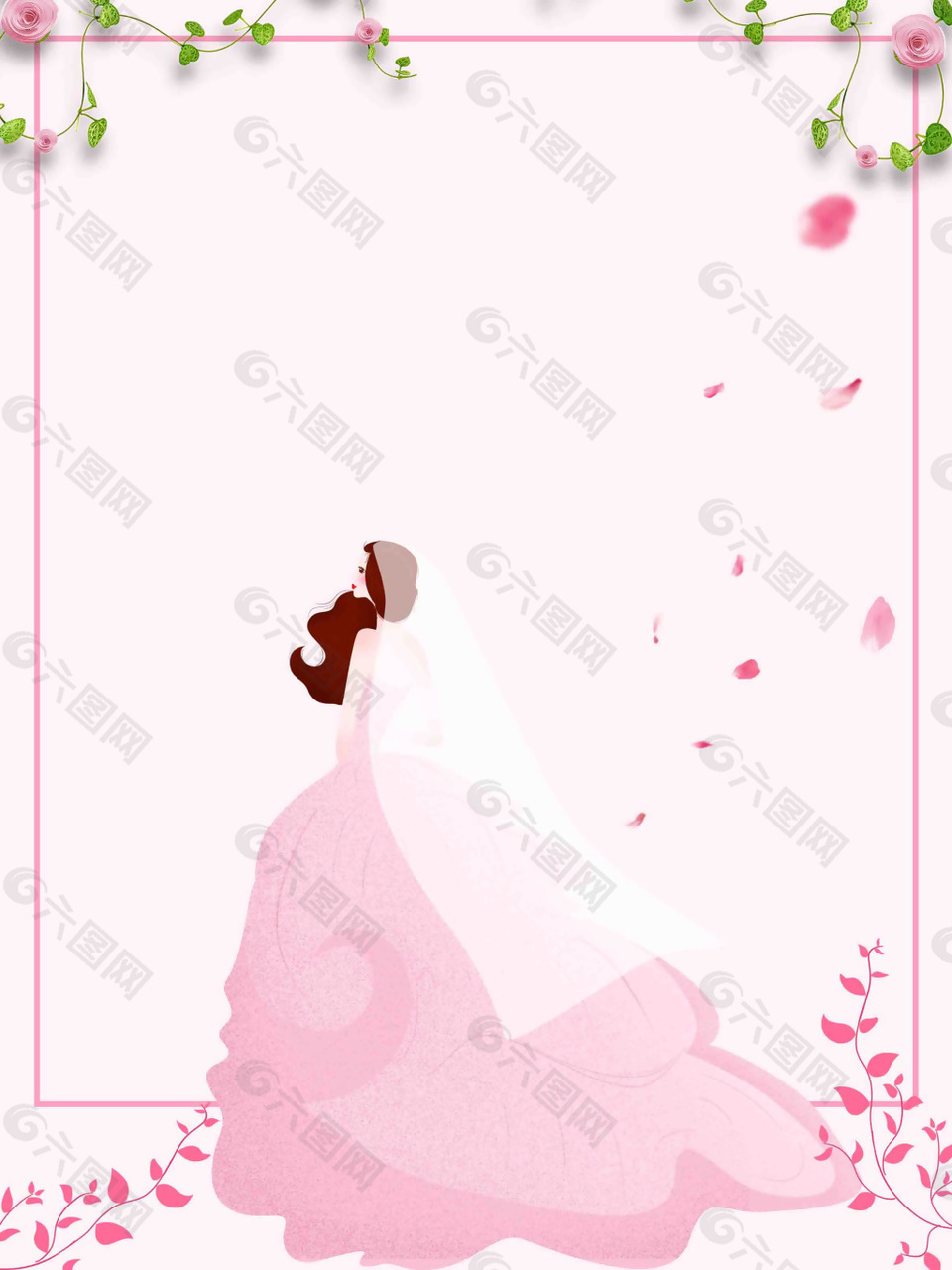 浪漫婚紗邊框背景