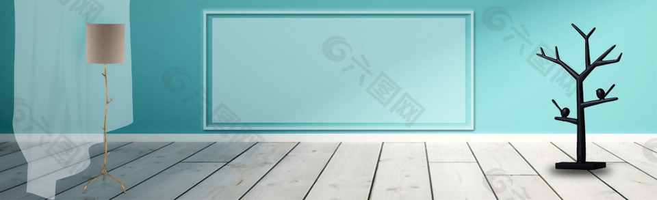蓝色墙壁淘宝全屏banner背景