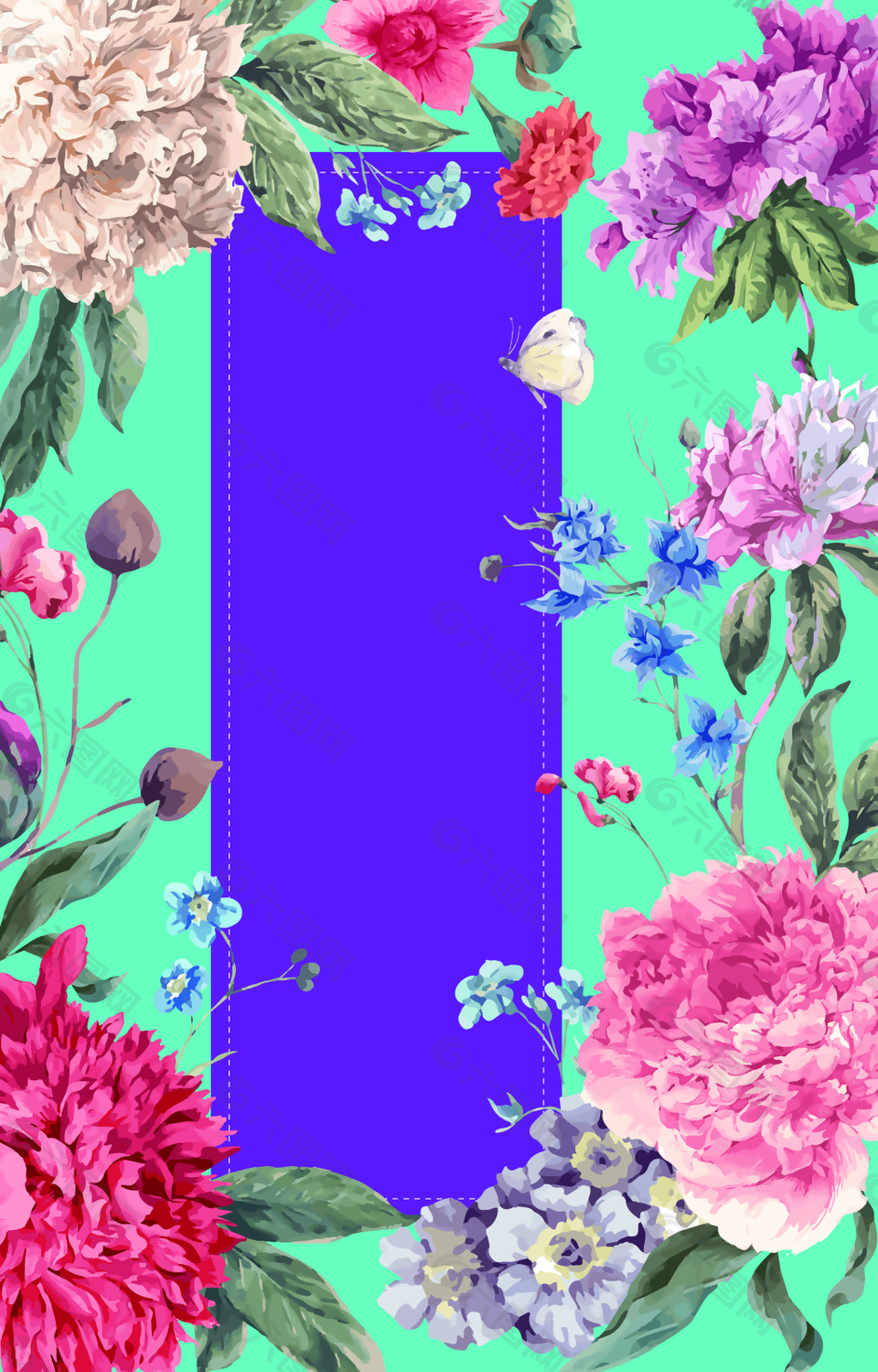 夏季花開(kāi)牡丹背景素材