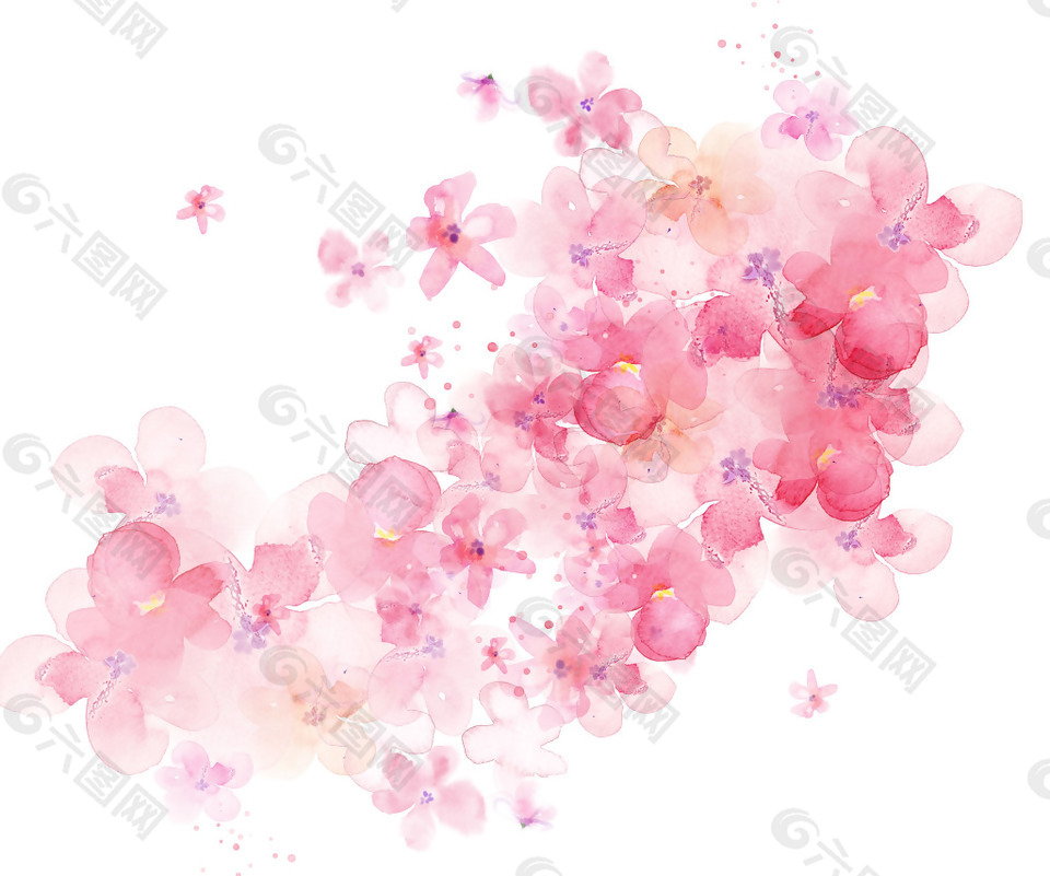 粉色漂浮花朵png元素素材