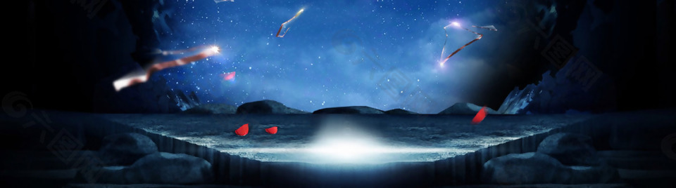 黑色大氣星空粒子淘寶banner背景
