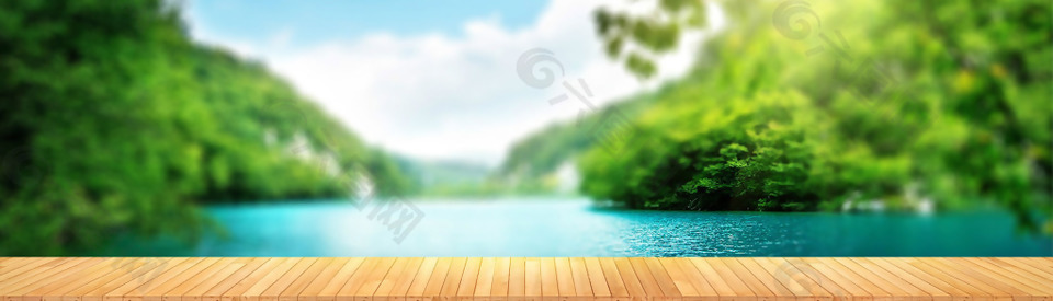 湖光十色風景淘寶banner背景
