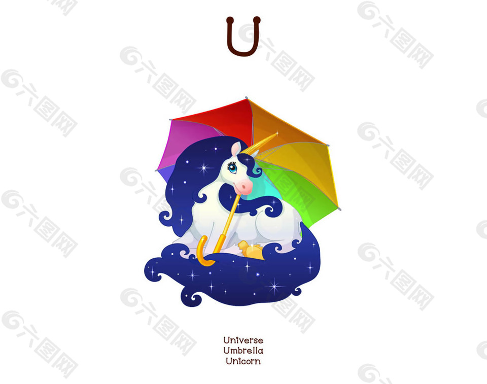 有趣動物字母u