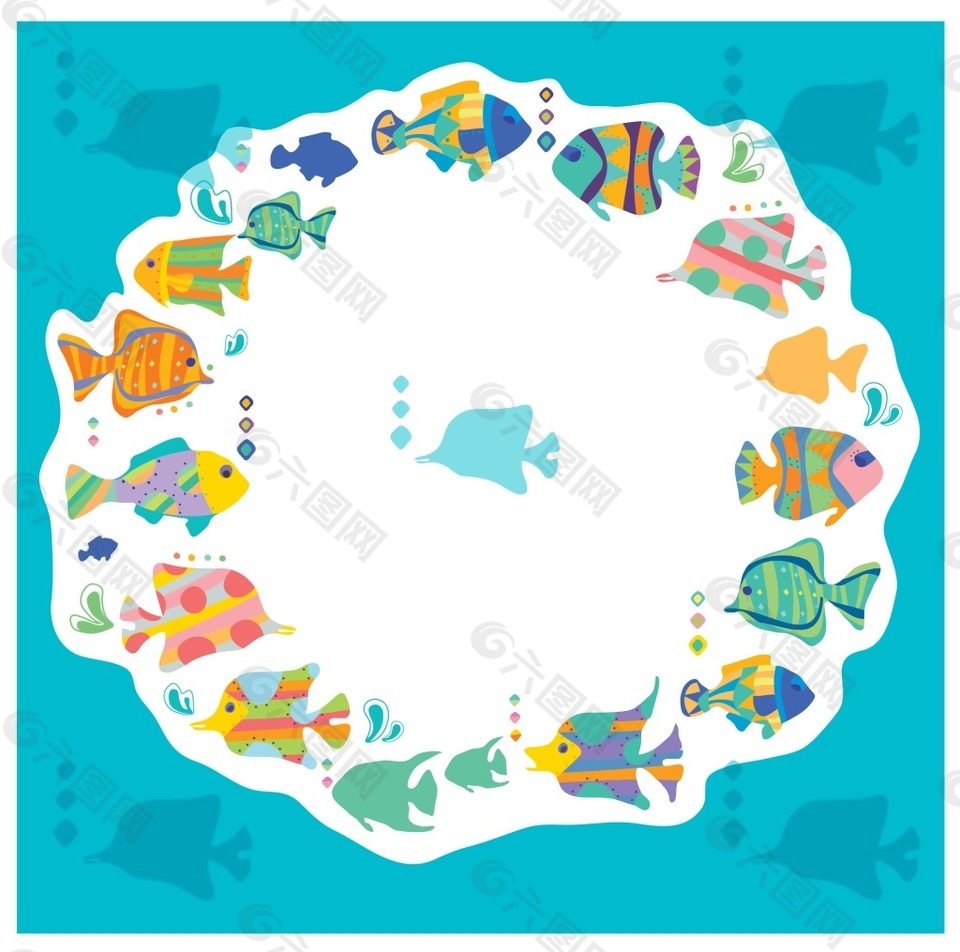 卡通可愛的熱帶魚背景