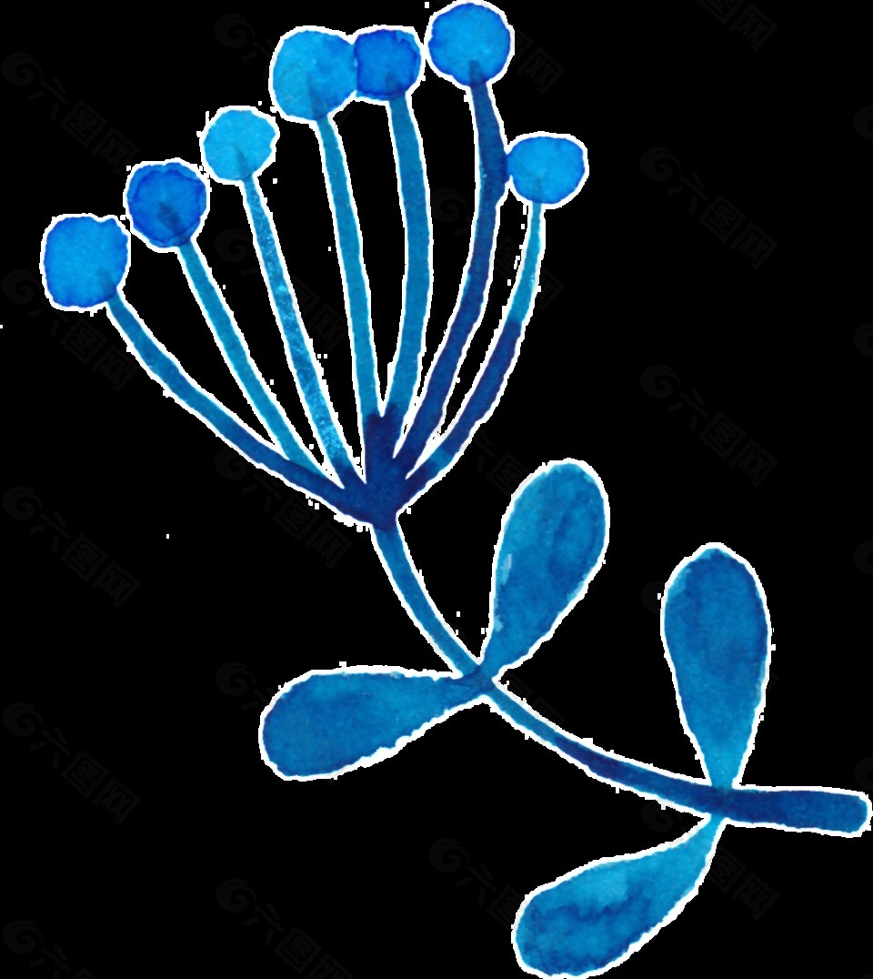 盛開(kāi)手繪花朵裝飾素材