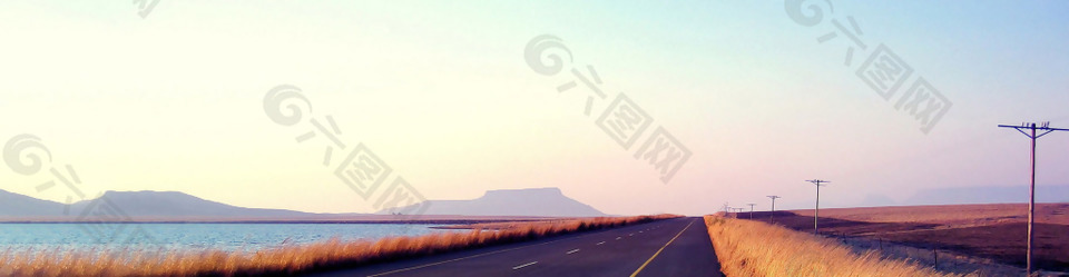 沿海公路山丘淘寶banner背景