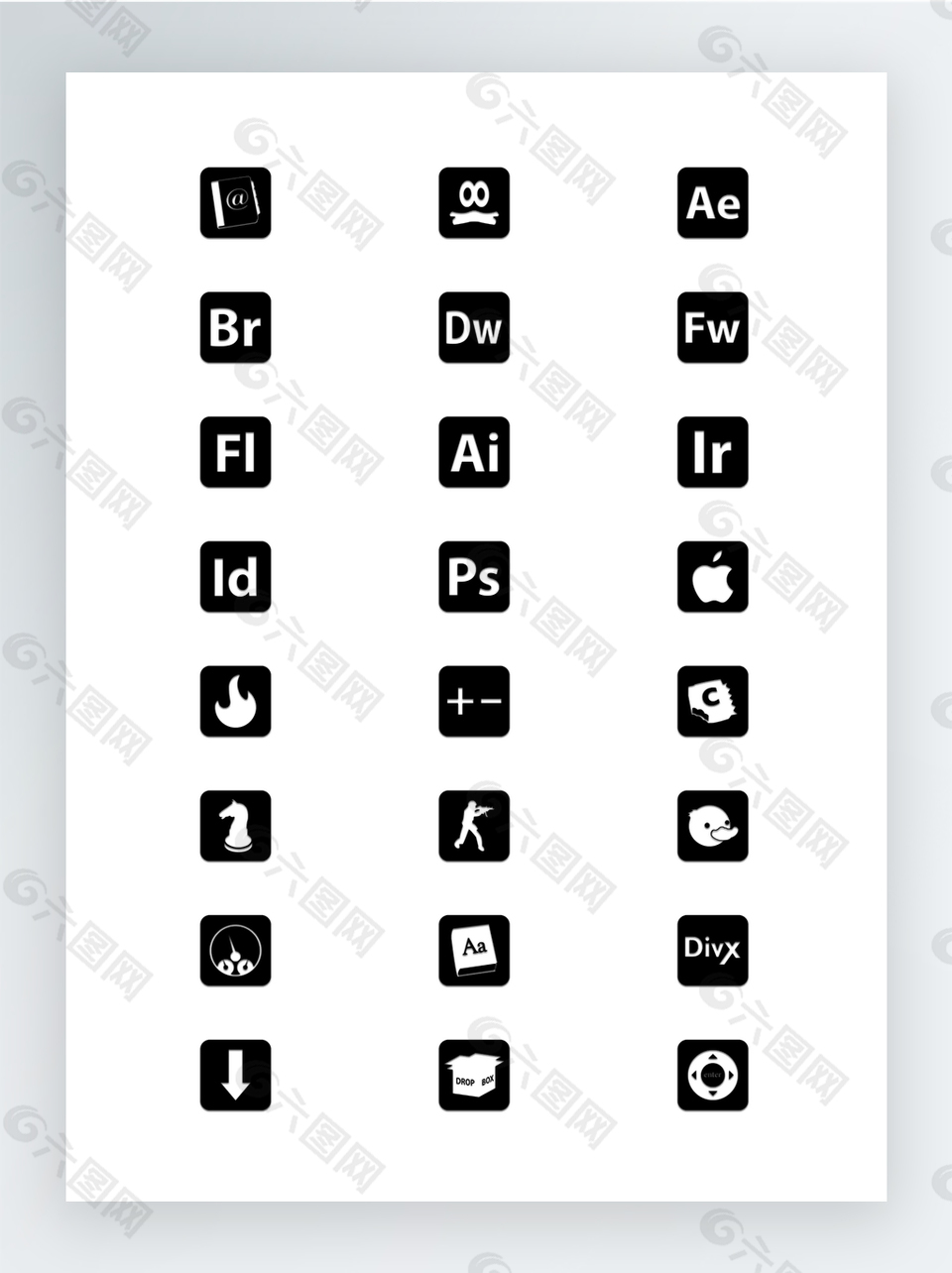 黑色常用應(yīng)用軟圖標(biāo)集