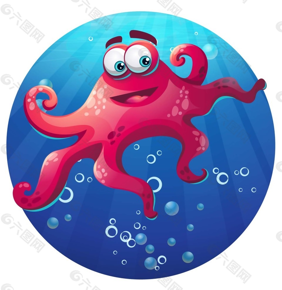 卡通可愛的章魚插畫