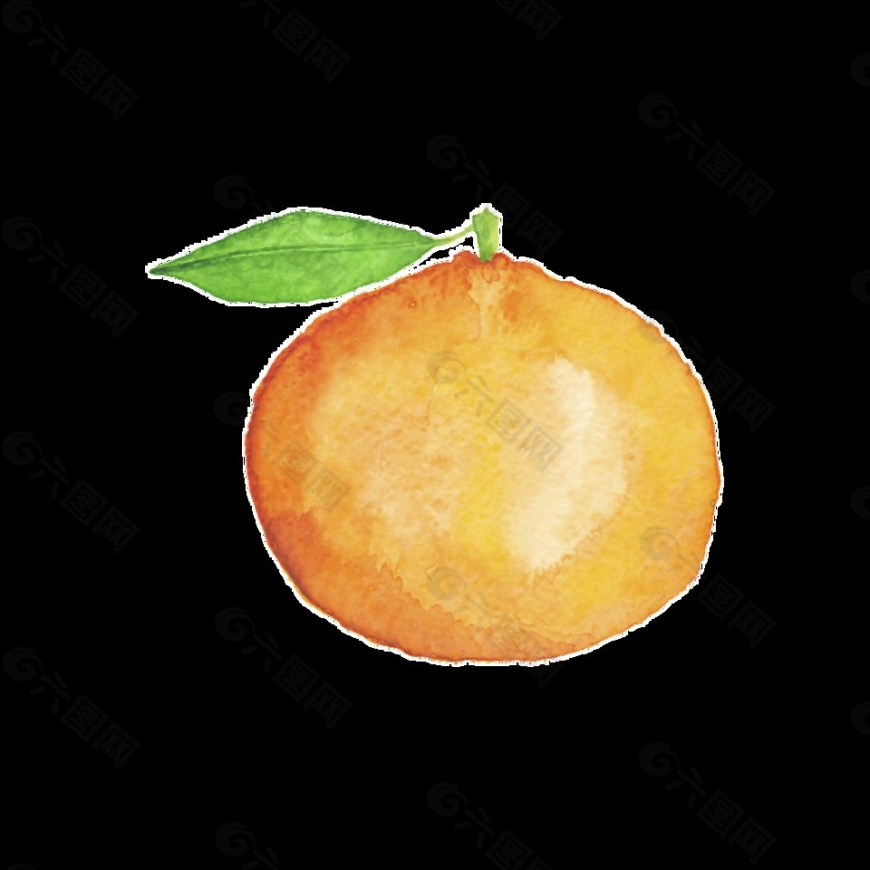 手绘橘子卡通透明水果素材