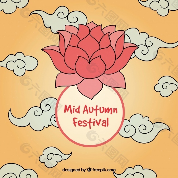 在云的背景花，中秋節(jié)